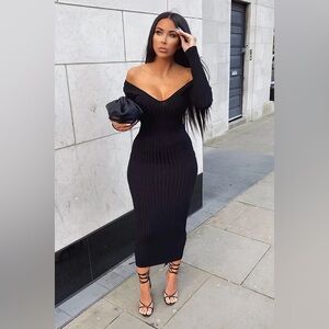 •Kallan• Black Knit Midi Dress by Fashion Nova